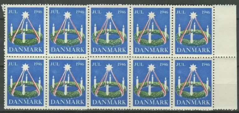 Denmark Christmas Seal 1946 MNH block of 10