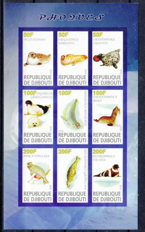 Djibouti 2010 Fauna – Seals postage stamps