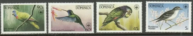 Dominica WWF 1992 Fauna – birds set Mint never hinged