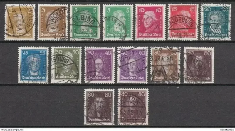 German Reich - 1926/27 Famous Germans Used set stamps