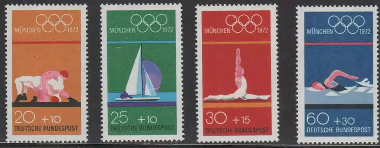 Germany Berlin year 1972 Olympic Games Munich stamps set MNH