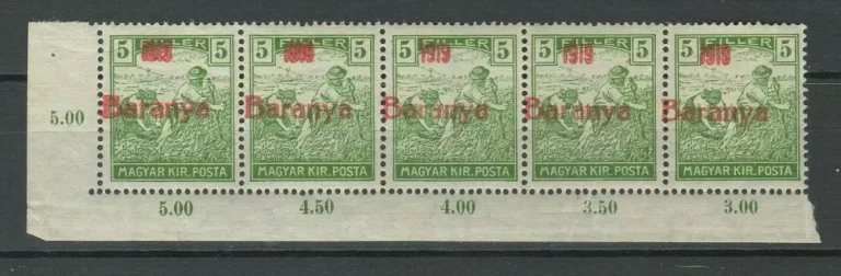 Hungary Baranya 1919 5f Strip MH/MNH