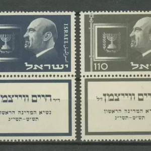 Israel 1952 Death of First President with Tab MNH