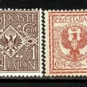 Italy 1901 Floreale 1 e 2 c. stamps