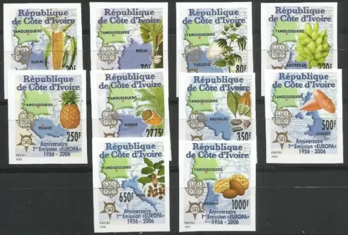 Ivory Coast year 2006 Europa CEPT stamps Flora fruits MNH imperforated