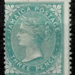 Jamaica year 1863 stamp 3d Green SG3 MNG stamp