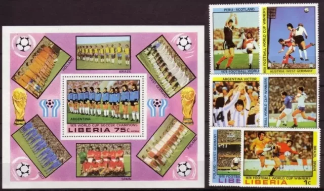 Liberia 1978 Soccer World Cup Argentina postage stamps