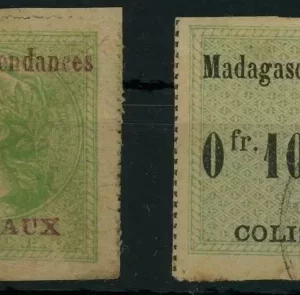 Madagascar 1919/22 Colis postaux 10c both colours stamps