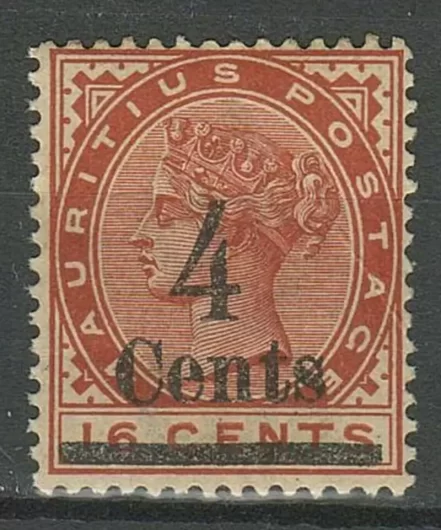 Mauritius year 1900 stamp 4/16c Rose