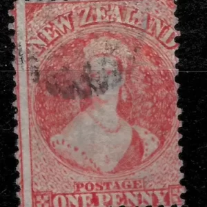 New Zealand 1864 1 p - orange QV Cat v 100e Used stamp