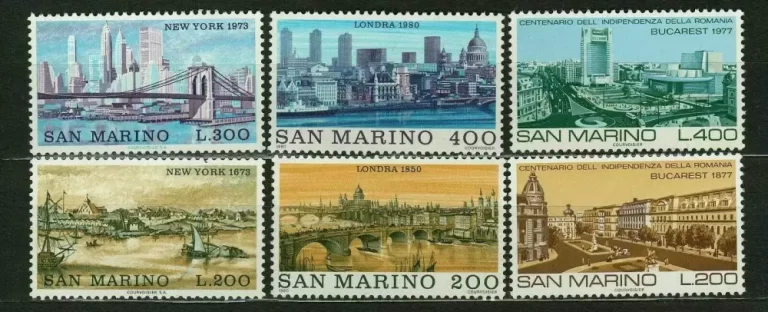 San Marino 1973/1980 Architecture – New York,London, Bucarest MNH