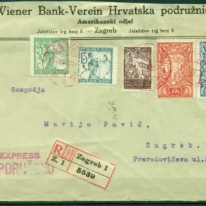 SHS - Chainbreakers year 1919/20 Wien bank - Zagreb with red cancels