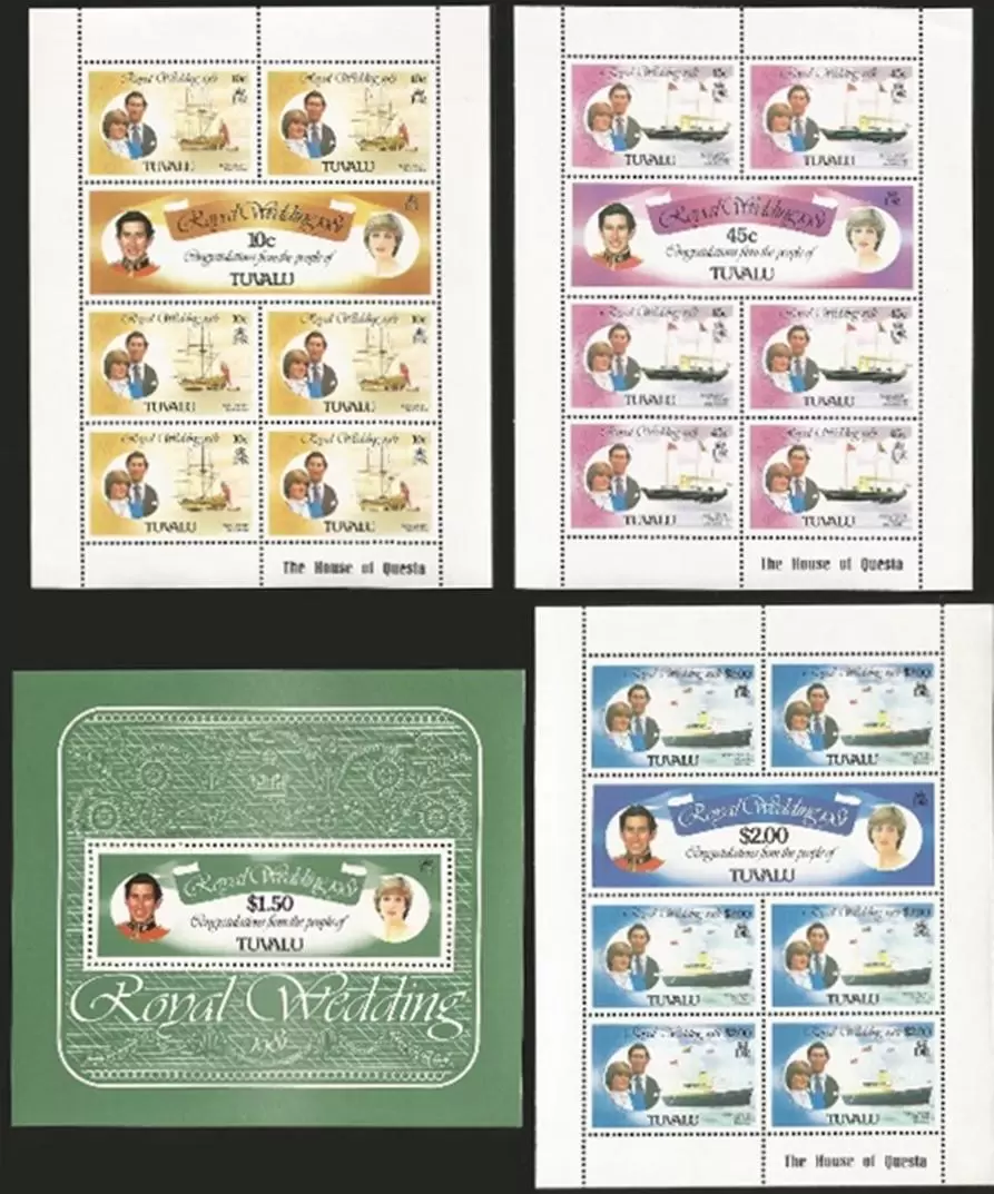 Tuvalu 1981 Royal Wedding Prince Charles and Lady Diana MNH stamps