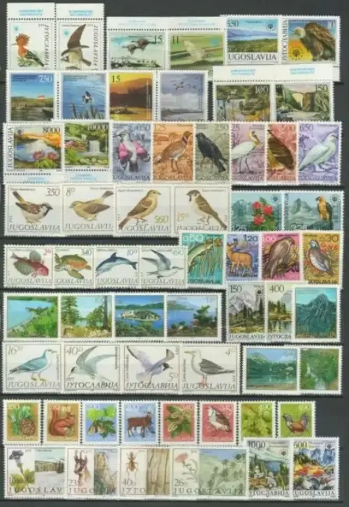 Yugoslavia 1980/90 Birds and nature MNH stamps