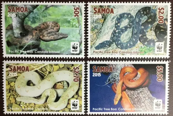 Samoa year 2015 stamps – WWF Pacific Tree Boa Snakes Reptiles
