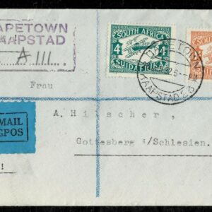Cape town South Africa 1932 - Airmail registered Cover to Gottesberg Schlesien