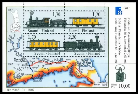 Finland 1987 Stamp exhibition Trains, Railways