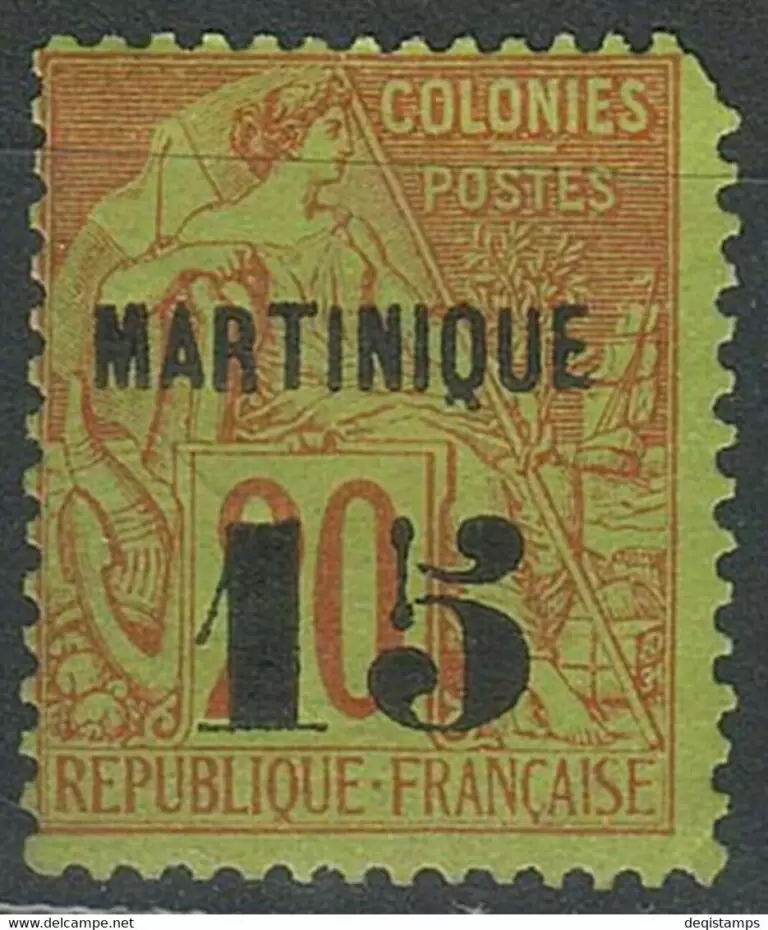 French Martinique year 1888 stamp ☀ 15/20 Unused