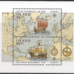 Iceland year 1992 Discovery of America stamps