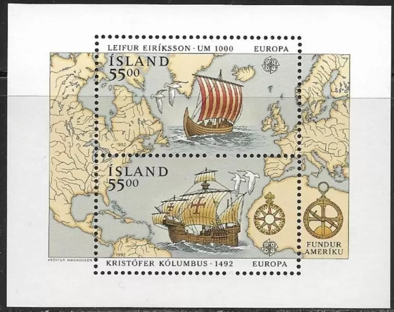 Iceland year 1992 Discovery of America stamps