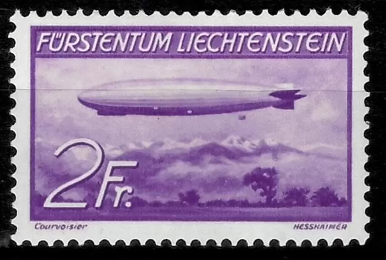 Liechtenstein 1936 2 Fr. Graff zeppelin MH stamp