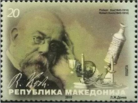 Macedonia postage stamp 2010 Biologists Robert Koch