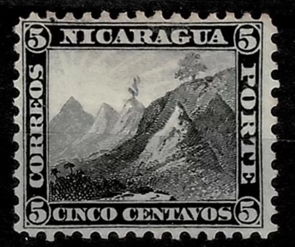 Nicaragua year 1862 5c stamp Mountain Peak