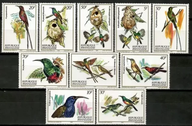 Rwanda year 1982 stamps Birds set