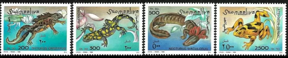 Somalia 1996 Frogs amphibians complete set postage stamps