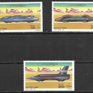 Somalia 2001 Rocket Cars MNH stamps set