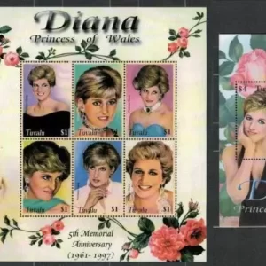 Tuvalu 2002 Princess Diana 5th Memorial stamps