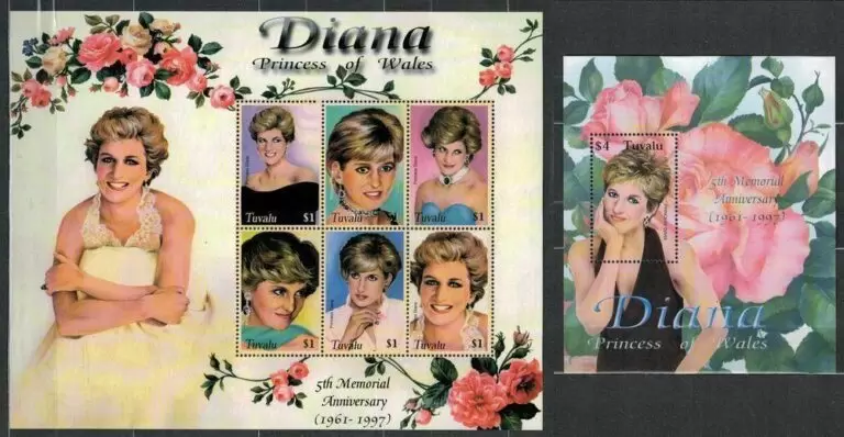 Tuvalu 2002 Princess Diana 5th Memorial stamps