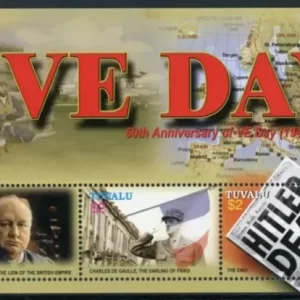 Tuvalu 2005 WWII VE Day 60th Churchill De Gaulle stamps