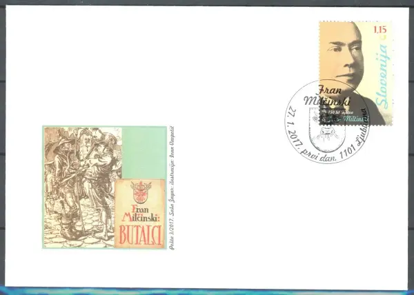 Slovenia stamps year 2017 Fran Milcinski, Writer FDC