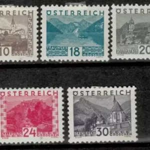 Austria 1932 10,18, 20, 24,30g Landscapes postage stamps