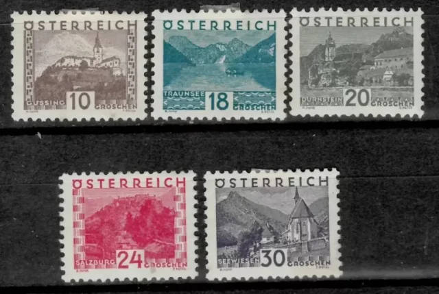 Austria 1932 10,18, 20, 24,30g Landscapes postage stamps