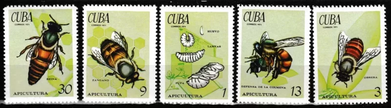 Cuba year 1971 stamps Fauna Insects / Bee Keeping complete set