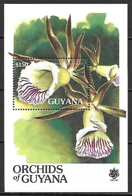 Guyana year 1990 - Nature stamps Flowers / Orchids postage stamps