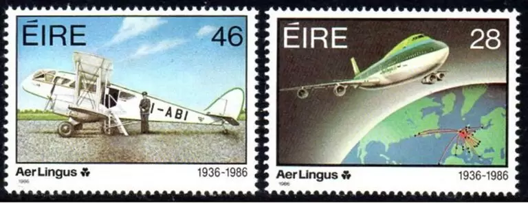 Ireland year 1986 Aer Lingus aeroplanes stamps set