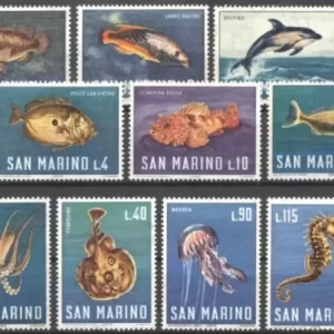 San Marino year 1966 Fauna - Sea Animals Complete set MNH postage stamps