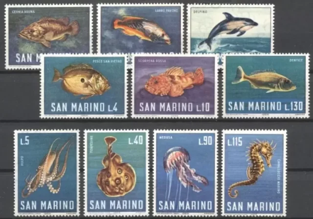 San Marino year 1966 Fauna - Sea Animals Complete set MNH postage stamps