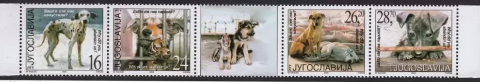 Serbia year 2003 stamps Fauna Abandoned dogs full set