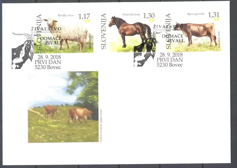 Slovenia 2019 Domestic Farm Animals Cover FDC