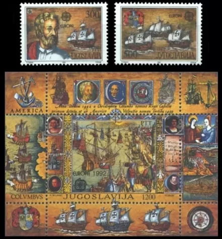 Yugoslavia year 1992 stamps - Christopher Columbus Discovery of America full set