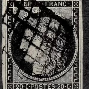 France 1849 20c Black Mi 3 Used