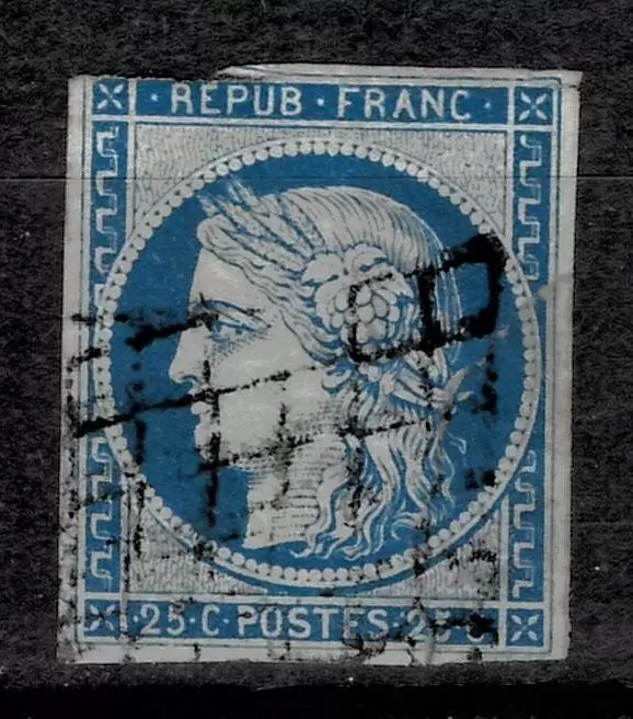 France 1849 25c Blue postage stamp