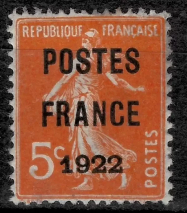 France Precancels 1922 5c Orange postage stamp