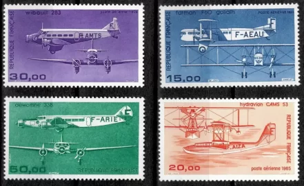 France year 1984/87 stamps planes, aircrafts set