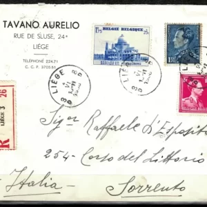 Belgium / Italy Reg. Cover 1938 Postal History