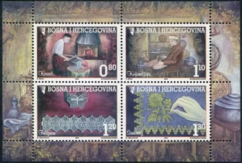 Bosnia year 2002 stamps Handicrafts MSS ☀ MNH**